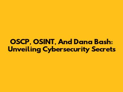 OSCP, OSINT, And Dana Bash: Unveiling Cybersecurity Secrets