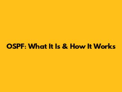 OSPF: What It Is & How It Works