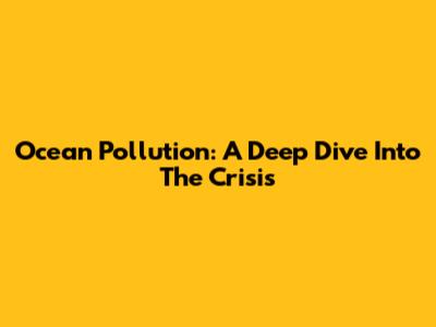 Ocean Pollution: A Deep Dive Into The Crisis