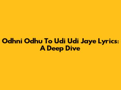 Odhni Odhu To Udi Udi Jaye Lyrics: A Deep Dive