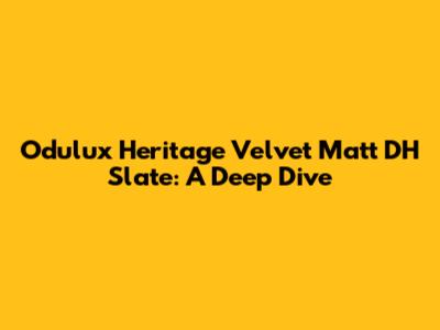 Odulux Heritage Velvet Matt DH Slate: A Deep Dive