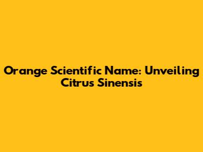 Orange Scientific Name: Unveiling Citrus Sinensis