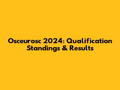 Osceurosc 2024: Qualification Standings & Results