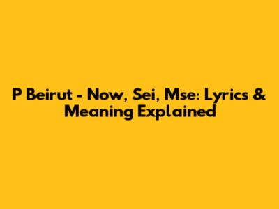 P Beirut - Now, Sei, Mse: Lyrics & Meaning Explained