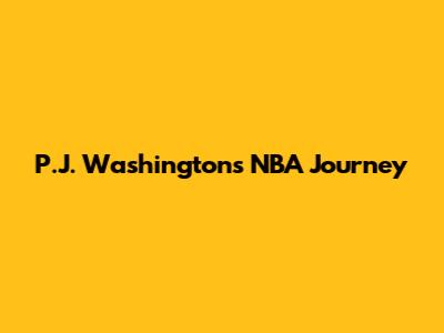 P.J. Washington's NBA Journey