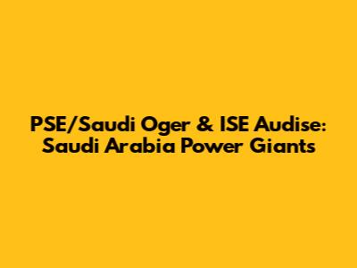 PSE/Saudi Oger & ISE Audise: Saudi Arabia Power Giants