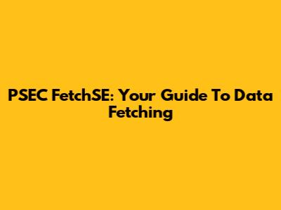 PSEC FetchSE: Your Guide To Data Fetching