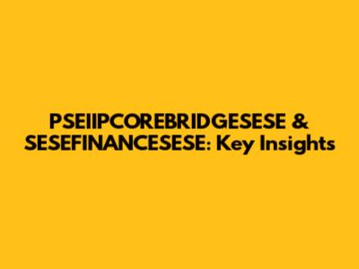 PSEIIPCOREBRIDGESESE & SESEFINANCESESE: Key Insights
