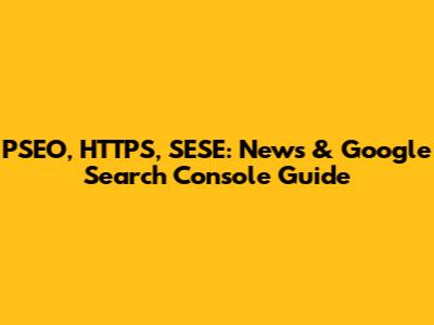 PSEO, HTTPS, SESE: News & Google Search Console Guide