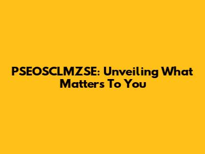 PSEOSCLMZSE: Unveiling What Matters To You