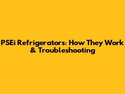 PSEi Refrigerators: How They Work & Troubleshooting
