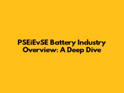 PSEiEvSE Battery Industry Overview: A Deep Dive