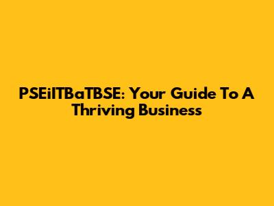 PSEiITBaTBSE: Your Guide To A Thriving Business