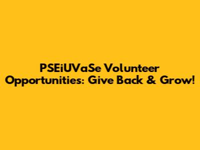 PSEiUVaSe Volunteer Opportunities: Give Back & Grow!