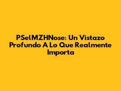 PSelMZHNose: Un Vistazo Profundo A Lo Que Realmente Importa