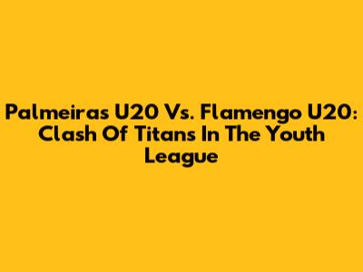 Palmeiras U20 Vs. Flamengo U20: Clash Of Titans In The Youth League