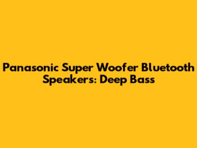 Panasonic Super Woofer Bluetooth Speakers: Deep Bass