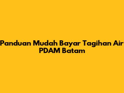 Panduan Mudah Bayar Tagihan Air PDAM Batam
