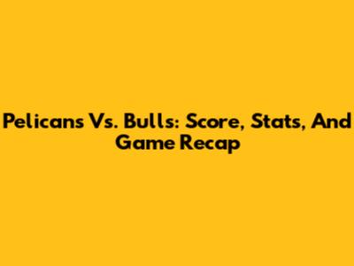 Pelicans Vs. Bulls: Score, Stats, And Game Recap