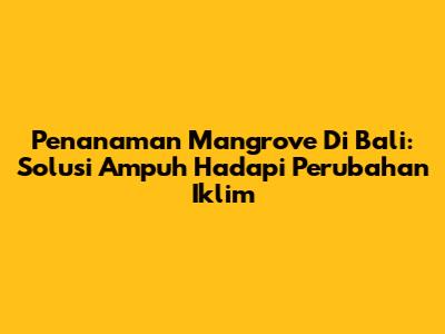 Penanaman Mangrove Di Bali: Solusi Ampuh Hadapi Perubahan Iklim