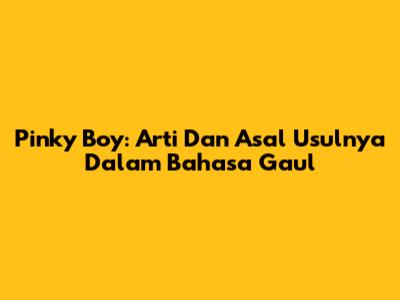 Pinky Boy: Arti Dan Asal Usulnya Dalam Bahasa Gaul