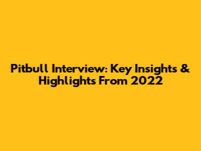 Pitbull Interview: Key Insights & Highlights From 2022
