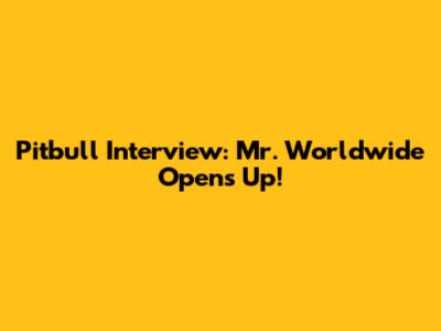 Pitbull Interview: Mr. Worldwide Opens Up!