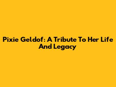 Pixie Geldof: A Tribute To Her Life And Legacy
