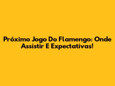 Próximo Jogo Do Flamengo: Onde Assistir E Expectativas!