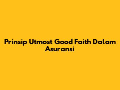 Prinsip Utmost Good Faith Dalam Asuransi