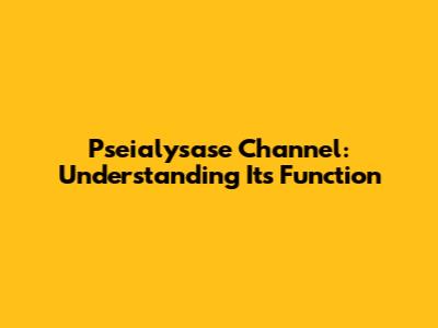 Pseialysase Channel: Understanding Its Function