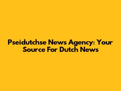 Pseidutchse News Agency: Your Source For Dutch News