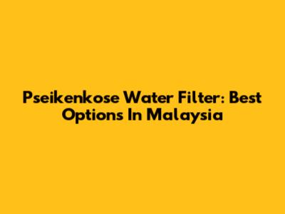 Pseikenkose Water Filter: Best Options In Malaysia