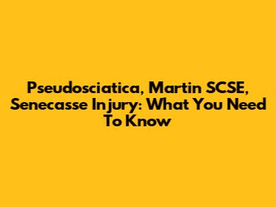Pseudosciatica, Martin SCSE, Senecasse Injury: What You Need To Know