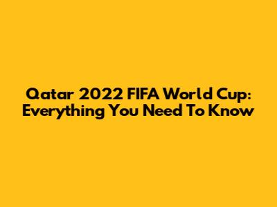 Qatar 2022 FIFA World Cup: Everything You Need To Know