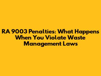 RA 9003 Penalties: What Happens When You Violate Waste Management Laws