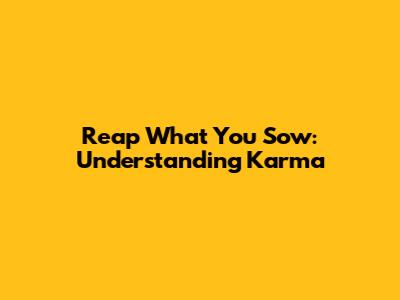 Reap What You Sow: Understanding Karma