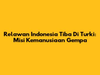 Relawan Indonesia Tiba Di Turki: Misi Kemanusiaan Gempa