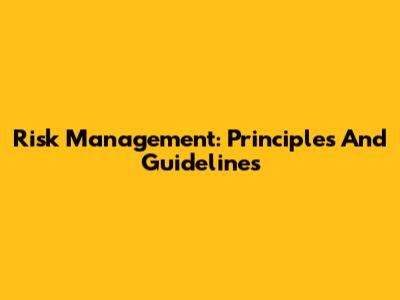 Risk Management: Principles And Guidelines