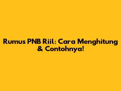 Rumus PNB Riil: Cara Menghitung & Contohnya!