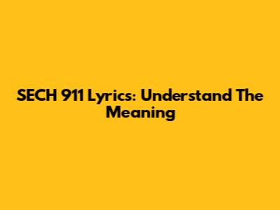 SECH 911 Lyrics: Understand The Meaning