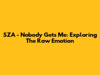 SZA - Nobody Gets Me: Exploring The Raw Emotion