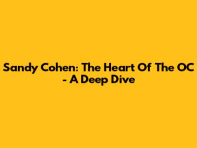 Sandy Cohen: The Heart Of The OC - A Deep Dive