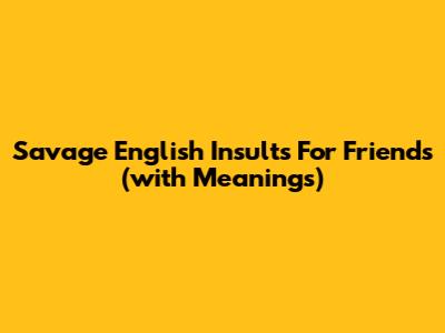 Savage English Insults For Friends (with Meanings)