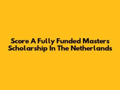 Score A Fully Funded Master's Scholarship In The Netherlands
