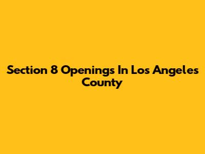 Section 8 Openings In Los Angeles County