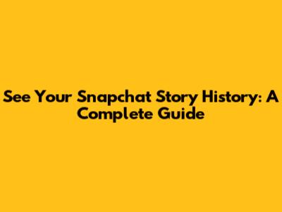 See Your Snapchat Story History: A Complete Guide