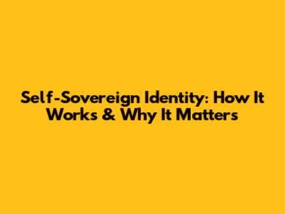 Self-Sovereign Identity: How It Works & Why It Matters