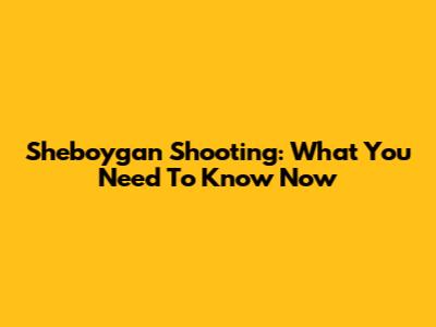 Sheboygan Shooting: What You Need To Know Now
