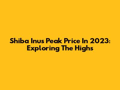 Shiba Inu's Peak Price In 2023: Exploring The Highs